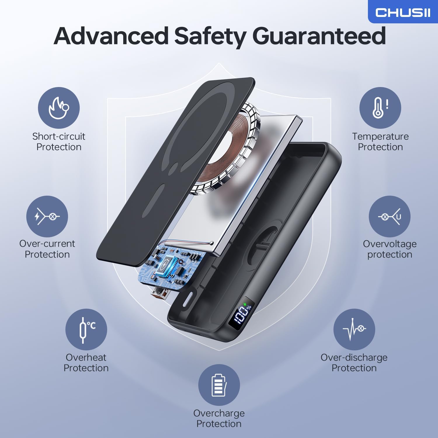 for Magsafe Portable Charger, 12000mAh Wireless Magnetic Power Bank with Stand and USB C In/Out Fast Charging, for Magsafe Battery Pack Compatible with iPhone 15/14/13/12 Pro/Pro Max/Plus Series-Black - Image 6